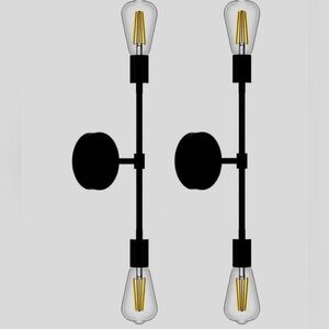2 black semi flush lights